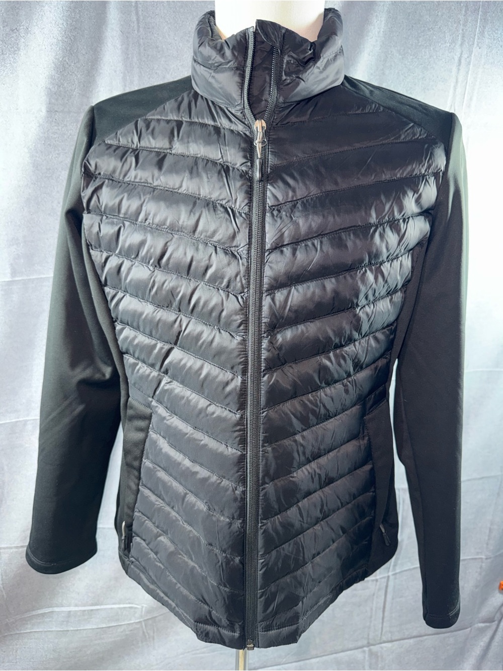 2962-32 Degrees Men’s Black Quilted Hybrid Puffer Jacket